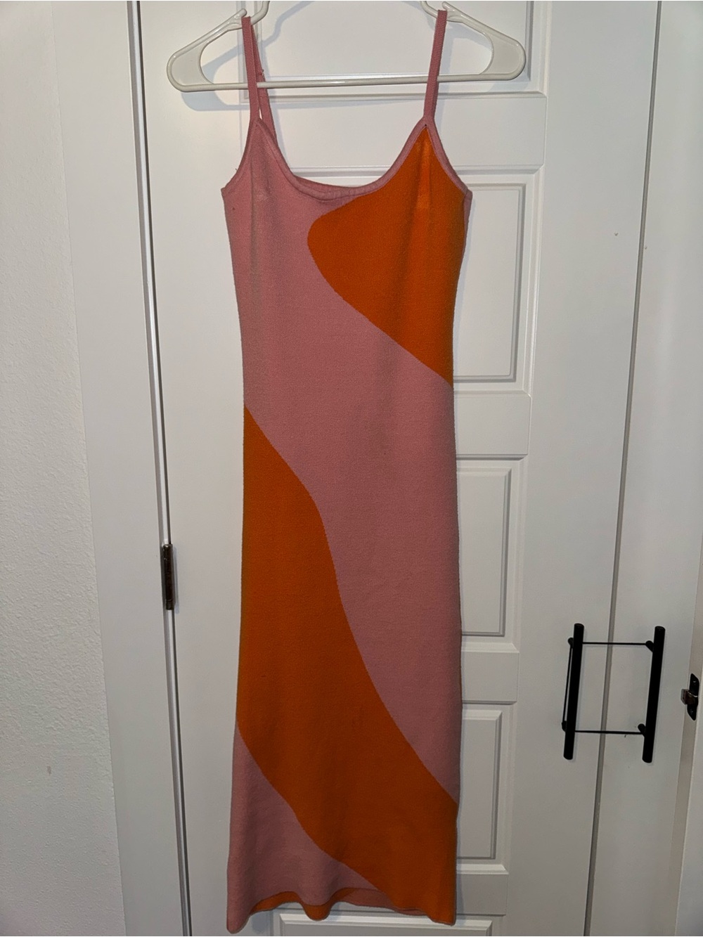 Orange/Pink Knitted Midi Dress - Size Small